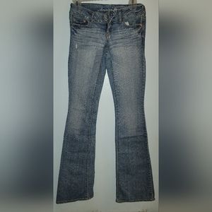 American Eagle Denim Jeans size 00 vintage Y2K decorative stitching stretch